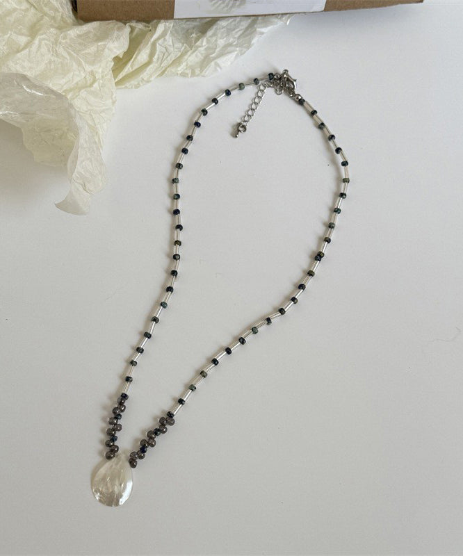Women Stainless Steel Shell Beading Pendant Necklace