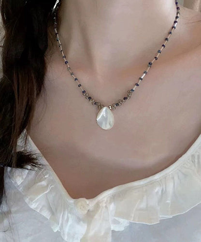 Women Stainless Steel Shell Beading Pendant Necklace