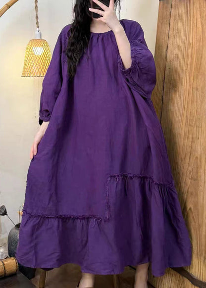 Women Tea Green Oversized Wrinkled Cotton Dress Fall