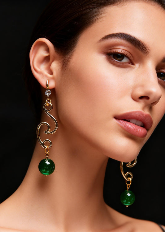 Women Turquoise Tassels Long Drop Earrings
