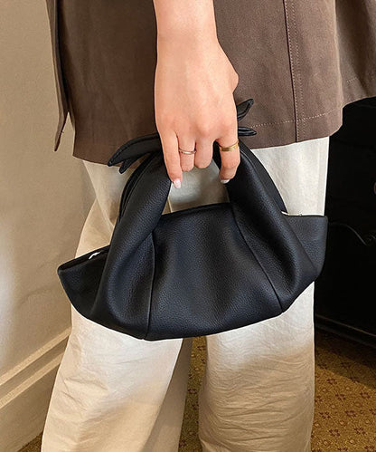 Women Versatile Brown Bow Wrinkled Faux Leather Tote Bag