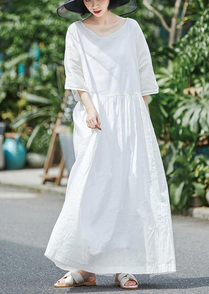 Women White Dresses Kaftan Sundress - SooLinen