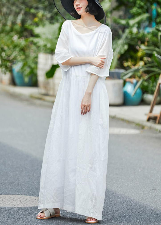 Women White Dresses Kaftan Sundress - SooLinen