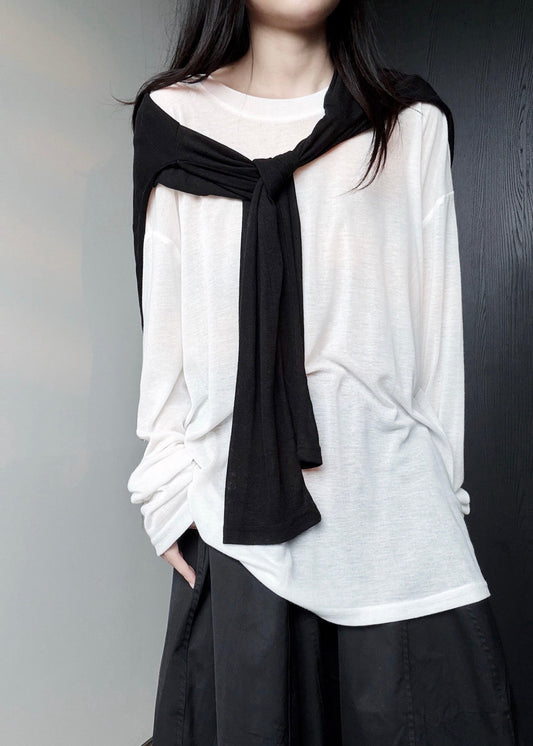 Women White Oversized Cotton Shirt Tops Fall