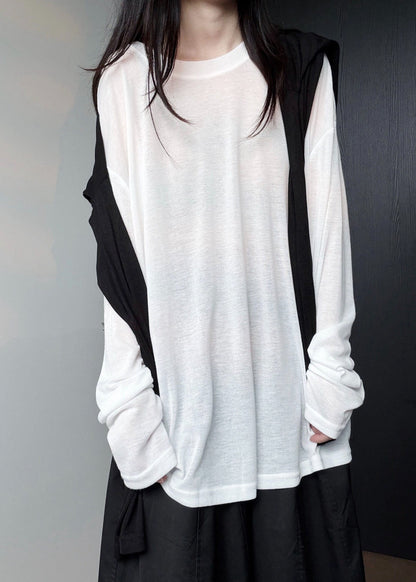 Women White Oversized Cotton Shirt Tops Fall
