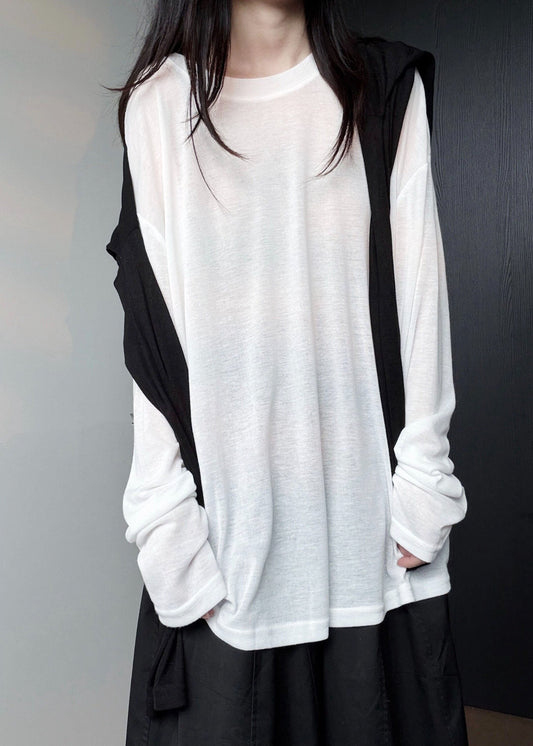 Women White Oversized Cotton Shirt Tops Fall