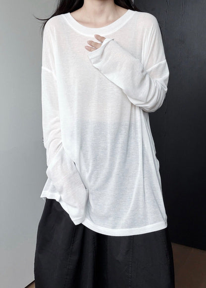 Women White Oversized Cotton Shirt Tops Fall