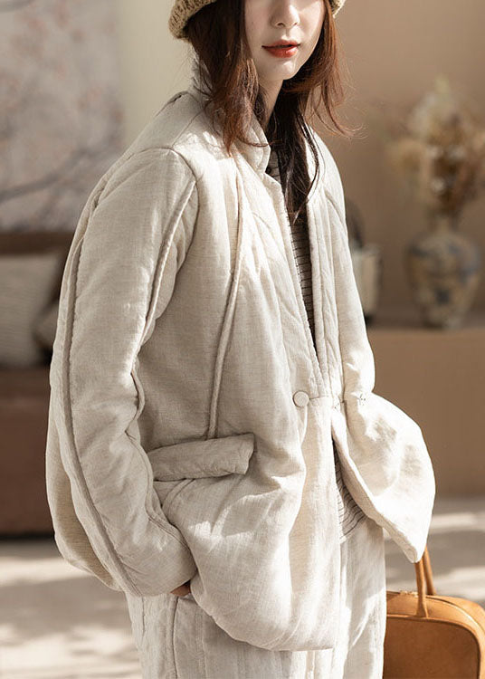 Women White Oversized Fine Cotton Filled Jacket Winter