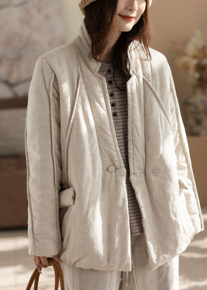Women White Oversized Fine Cotton Filled Jacket Winter