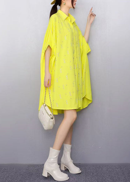 Women White Oversized Rhinestone Cotton Shirt Dress Summer