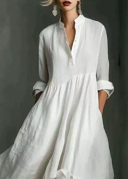 Women White Ruffled Asymmetrical Exra Large Hem Dress Summer