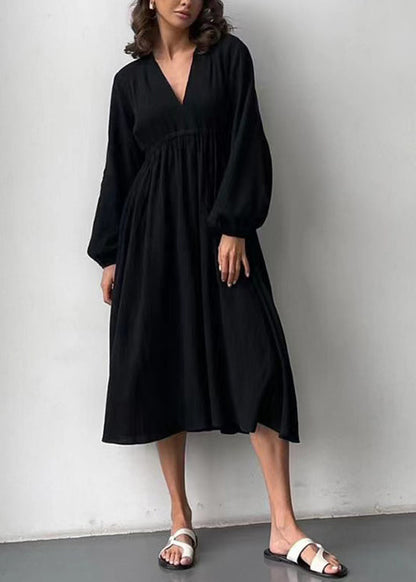 Women White V Neck Cotton Pajama Dress Fall