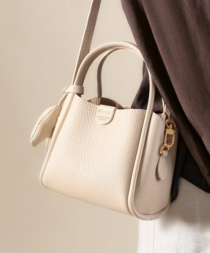 Women White Versatile Faux Leather Tote Handbag