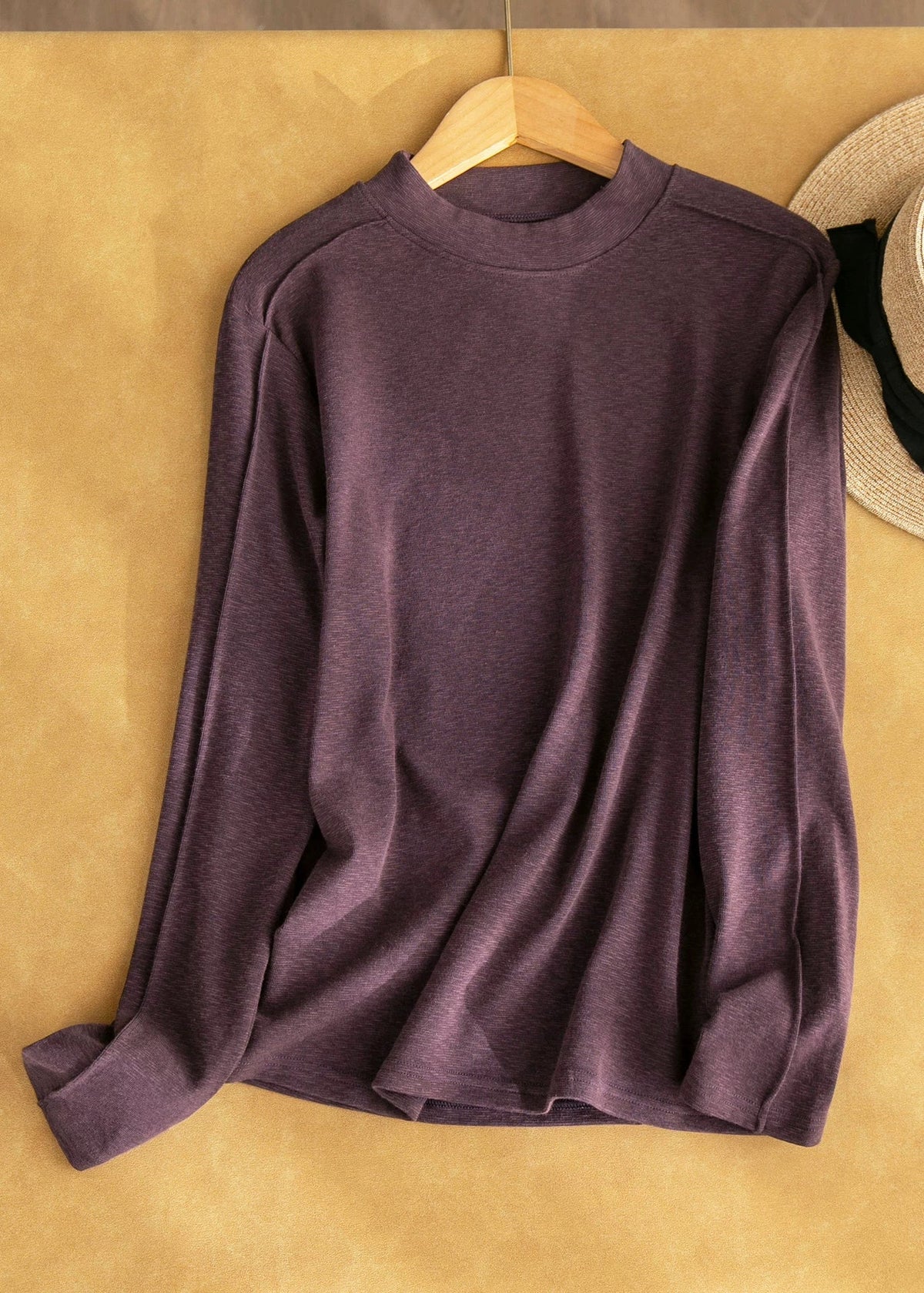 Women Yellow O Neck Patchwork Cashmere T Shirt Top Fall
