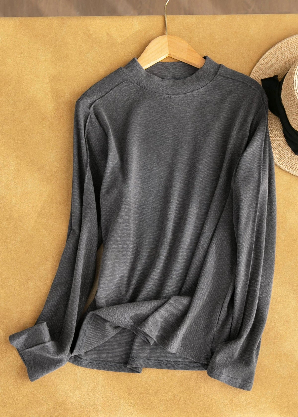 Women Yellow O Neck Patchwork Cashmere T Shirt Top Fall