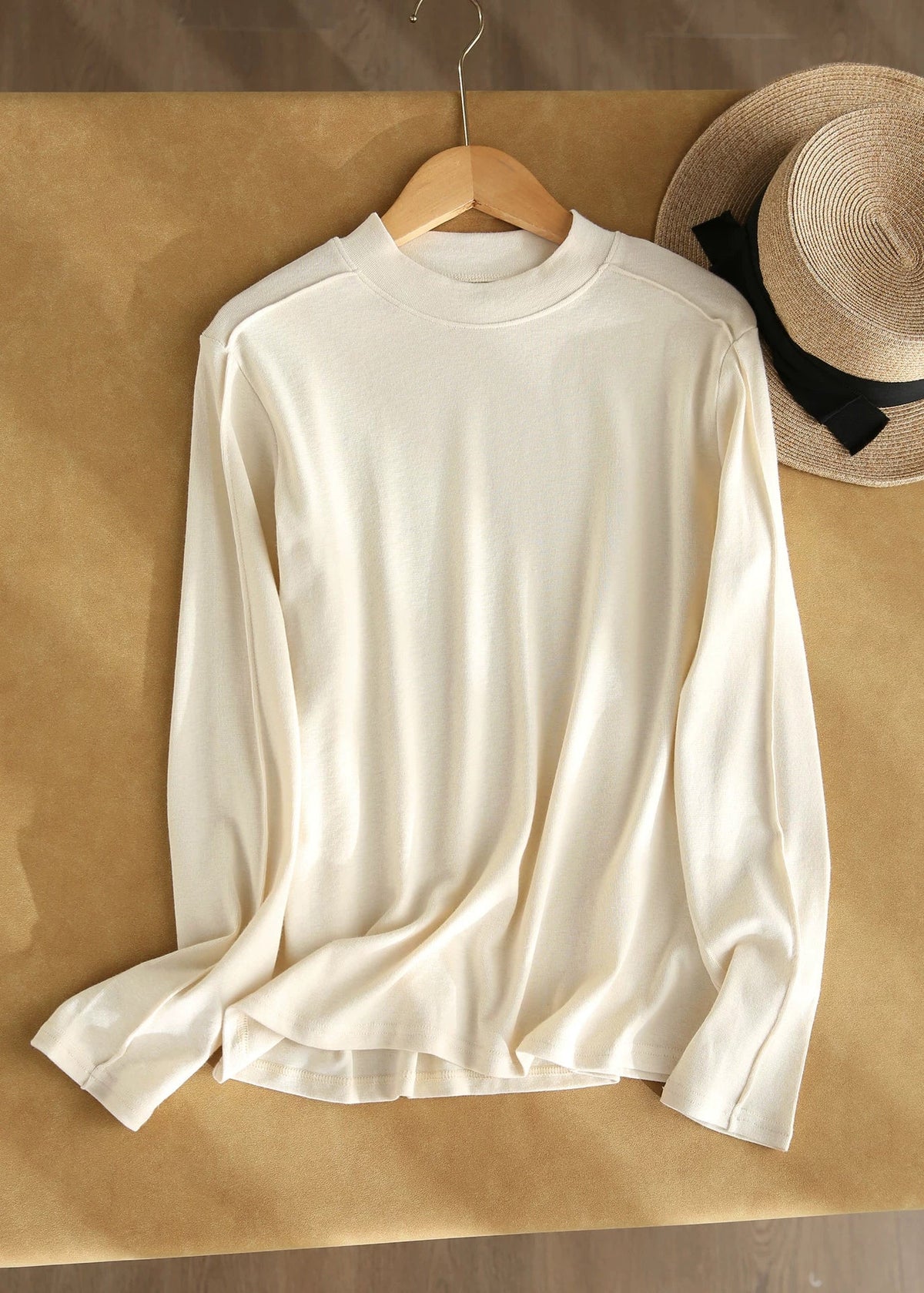 Women Yellow O Neck Patchwork Cashmere T Shirt Top Fall