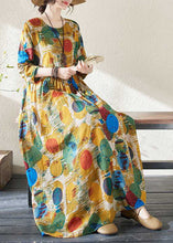 Load image into Gallery viewer, Women Yellow Patchwor Print Vacation Dresses Long Sleeve