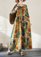 Load image into Gallery viewer, Women Yellow Patchwor Print Vacation Dresses Long Sleeve