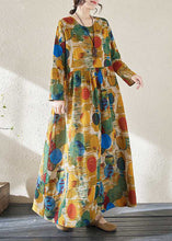 Load image into Gallery viewer, Women Yellow Patchwor Print Vacation Dresses Long Sleeve