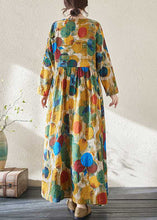 Load image into Gallery viewer, Women Yellow Patchwor Print Vacation Dresses Long Sleeve