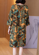Load image into Gallery viewer, Women Yellow V Neck Print Patchwork Cotton Dresses Summer