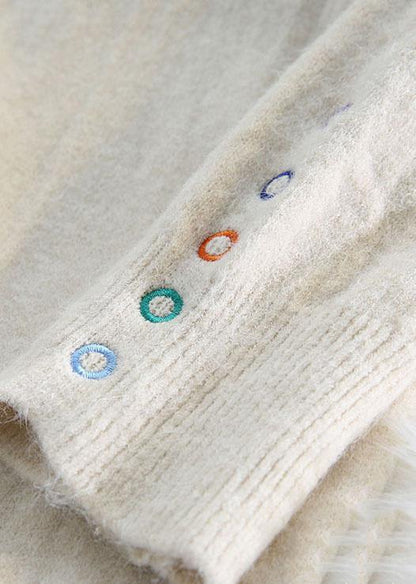 Women beige Sweater dresses Largo half high neck daily wild knit dresses - SooLinen