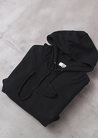 Women black cotton clothes Women hooded long winter Dress - SooLinen