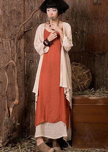 Women bracelet sleeved linen tops women Tunic Tops nude cardigan summer - SooLinen