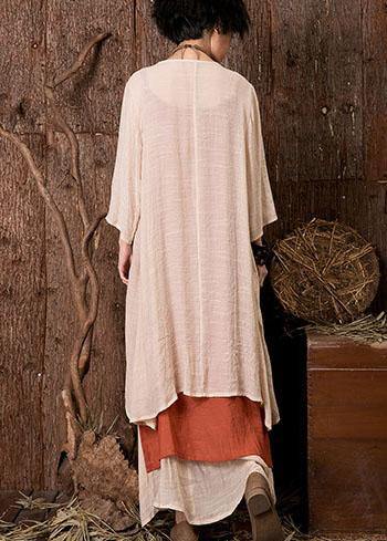 Women bracelet sleeved linen tops women Tunic Tops nude cardigan summer - SooLinen