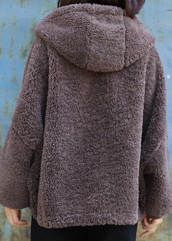 Women chocolate Fashion hooded coats women black Dresses outwears - SooLinen