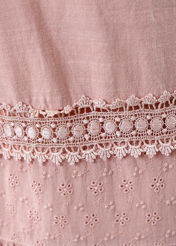 Women cotton clothes For Women Plus Size Cotton Solid Short Sleeve A-Line Dress - SooLinen