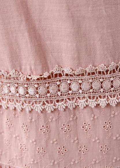 Women cotton clothes For Women Plus Size Cotton Solid Short Sleeve A-Line Dress - SooLinen