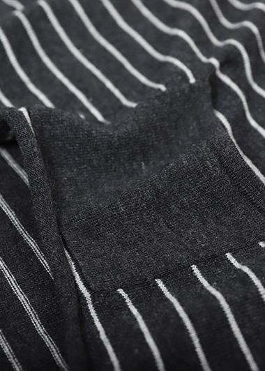 Women gray striped clothes For Women low high design trendy plus size o neck knit sweat tops - SooLinen