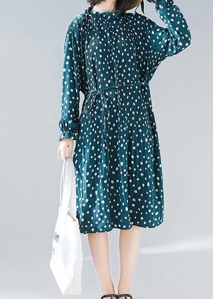 Women green chiffon kaftans Women Fabrics Cinched A Line Summer Dress