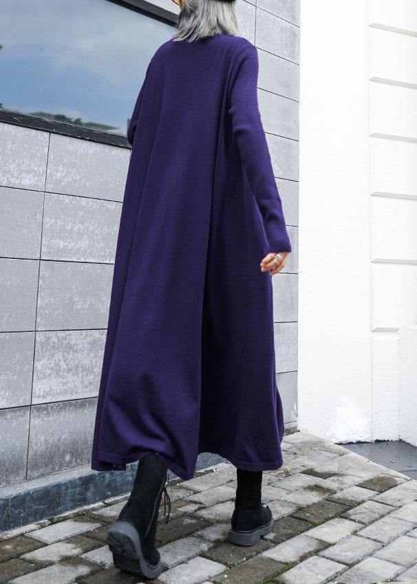 Women loose hem Sweater dress outfit Vintage blue Fuzzy knit top fall - SooLinen