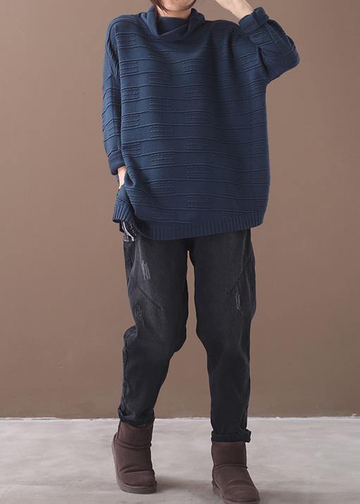 Women navy clothes For high neck thick plus size clothing knit sweat tops - SooLinen