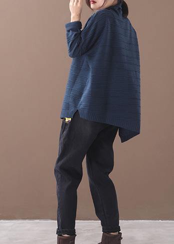 Women navy clothes For high neck thick plus size clothing knit sweat tops - SooLinen