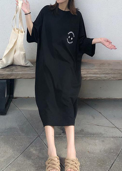 Women o neck cotton clothes pattern purple Maxi Dress summer - SooLinen