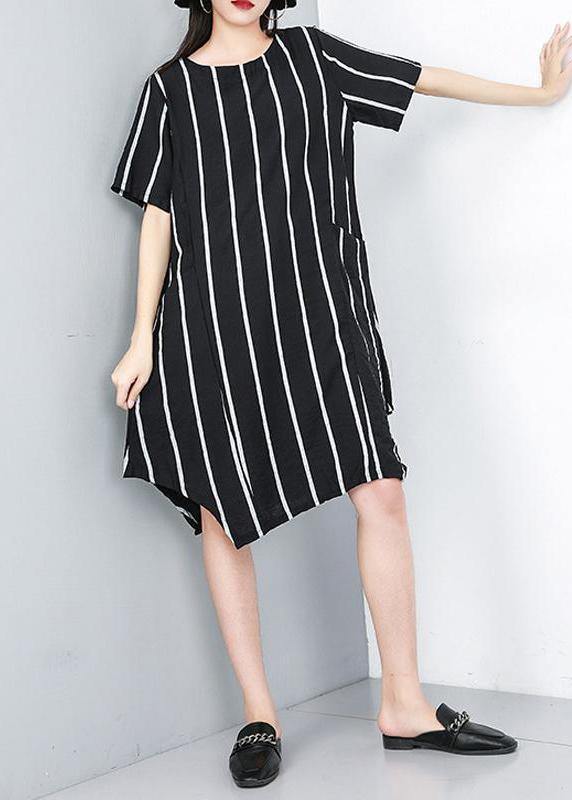 Women plus size Summer Pullover Fashion Striped Irregular Dress - SooLinen