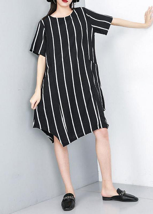 Women plus size Summer Pullover Fashion Striped Irregular Dress - SooLinen