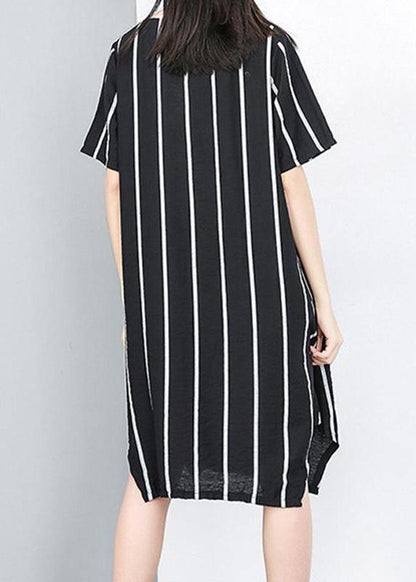 Women plus size Summer Pullover Fashion Striped Irregular Dress - SooLinen