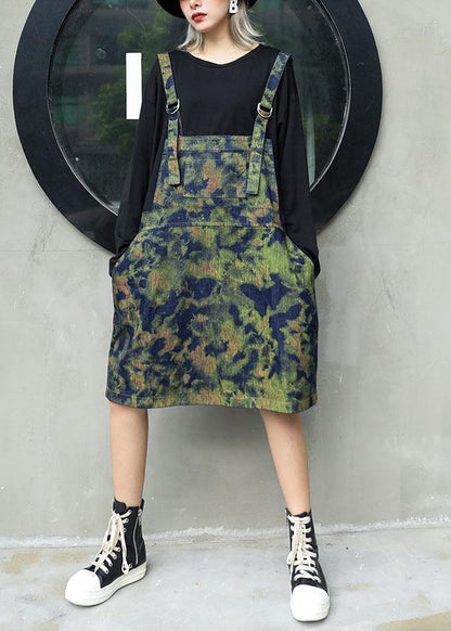 Women prints Cotton clothes false two pieces cotton fall Dresses - SooLinen