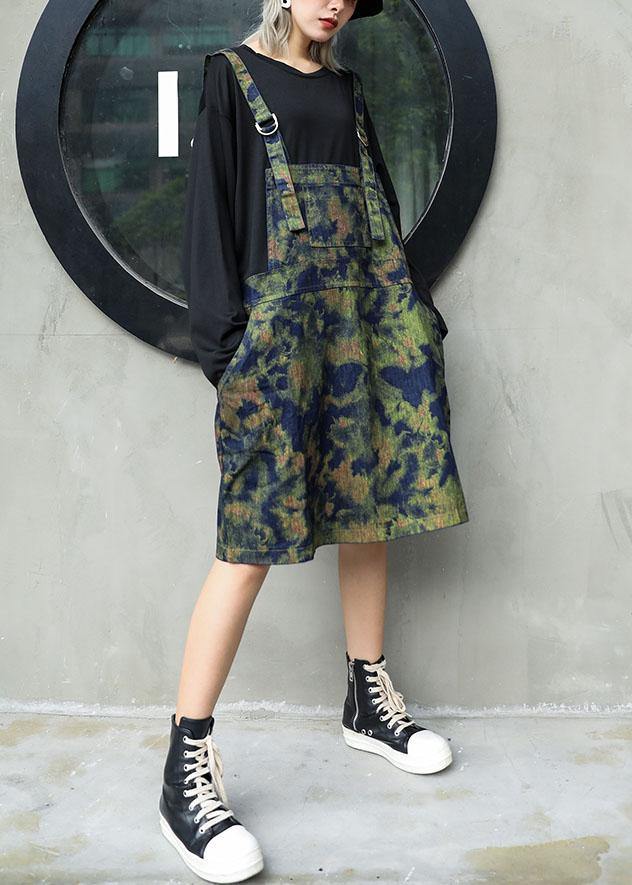 Women prints Cotton clothes false two pieces cotton fall Dresses - SooLinen