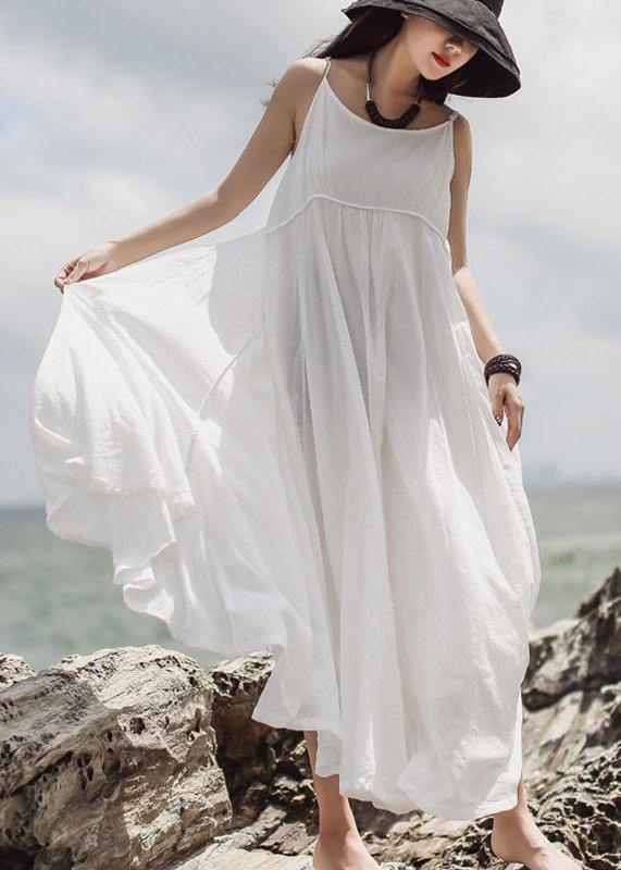 Women red sleeveless clothes For Women Casual Summer Solid Color Double Layer Hem Dress - SooLinen