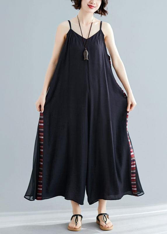 Women sleeveless cotton dresses Shape black patchwork cotton robes Dresses summer - SooLinen