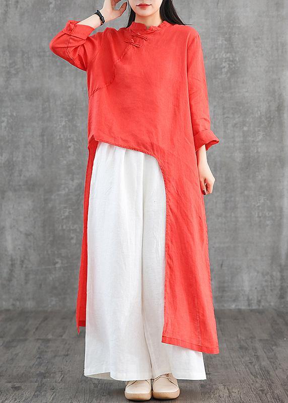 Women stand collar asymmetric linen Wardrobes Inspiration yellow Dress - SooLinen