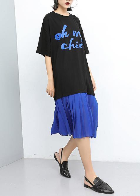 Women white cotton Tunics Stitches Women Spliced Pullover  Fashion Dress - SooLinen