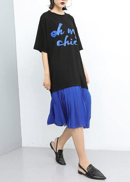 Women white cotton Tunics Stitches Women Spliced Pullover  Fashion Dress - SooLinen