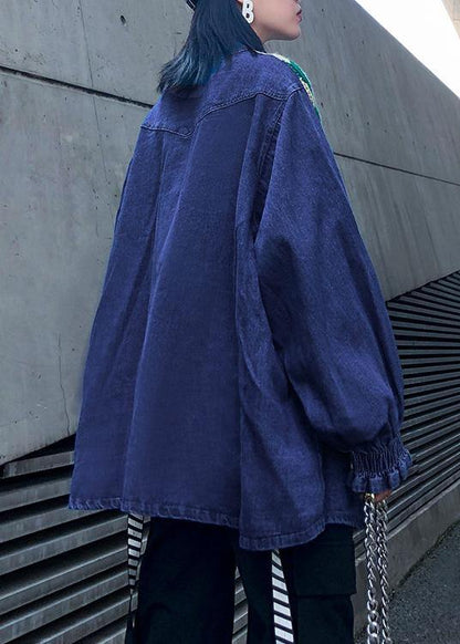 Women white top o neck patchwork oversized shirts - SooLinen