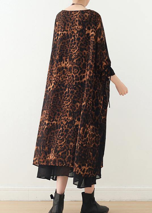 Women's Loose Large Irregular Leopard Chiffon Dress - SooLinen